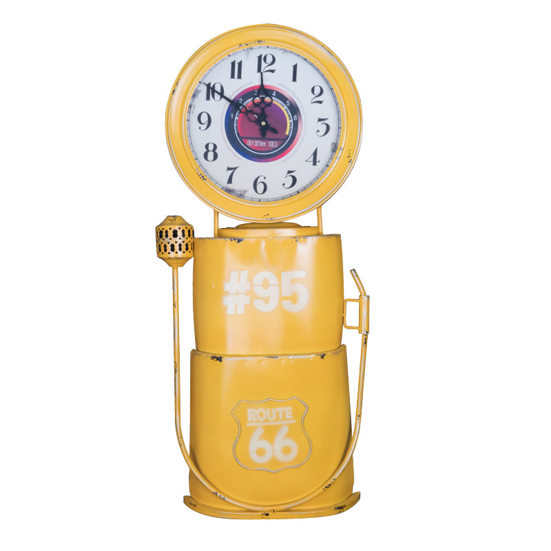 Clock decoration petrol pump yellow