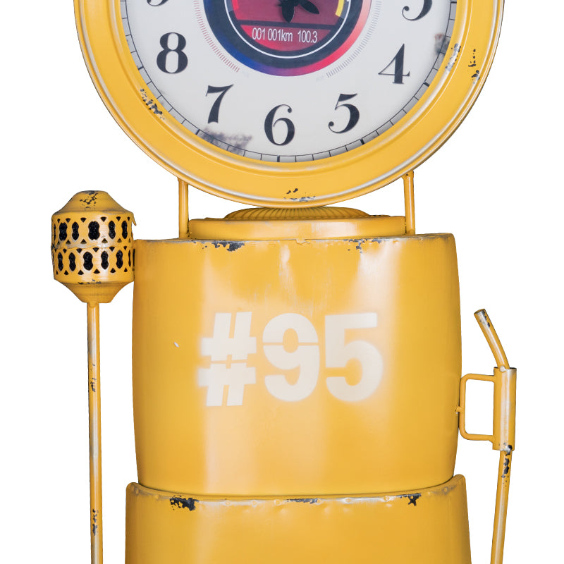 Clock decoration petrol pump yellow