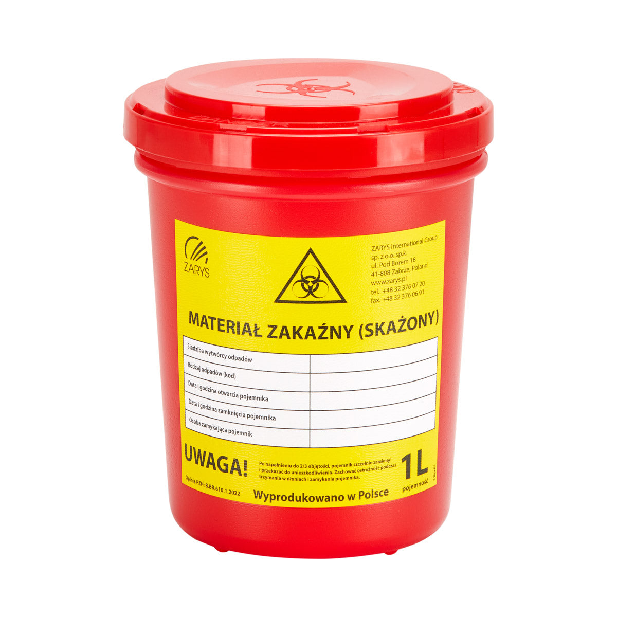 MEDICAL WASTE CONTAINER 1L RED