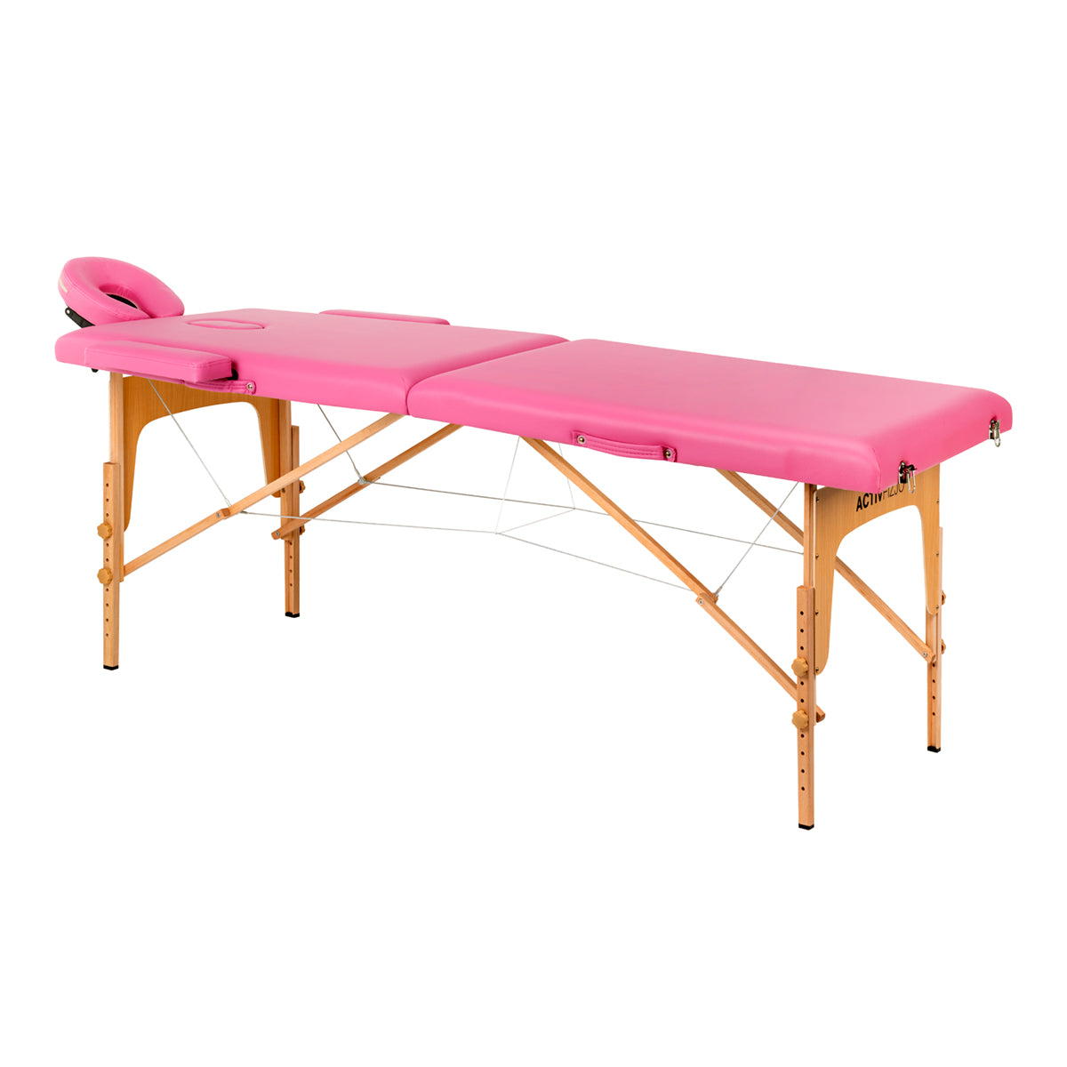 Camilla de masaje plegable de madera Comfort Activ Fizjö 2 segmentos rosa