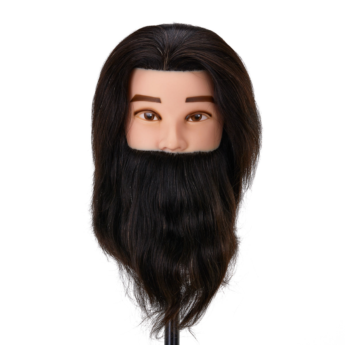 Gabbiano WZ4 Práctica de peluquería y cabeza de barba con cabello natural, color 1#, longitud 8"+6" 