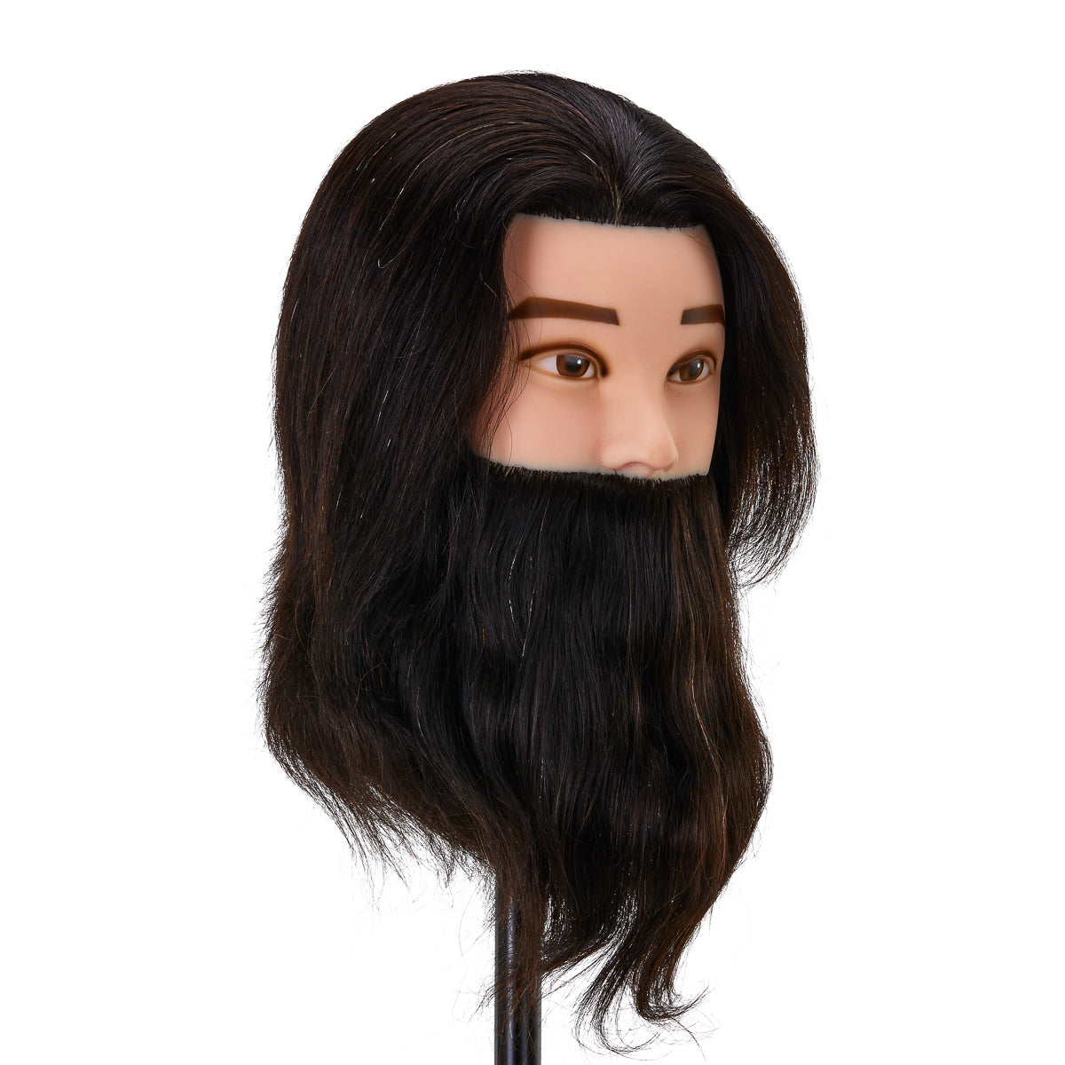 Gabbiano WZ4 Hairdressing Practice and Beard Head with Natural Hair, Color 1#, Length 8"+6" 