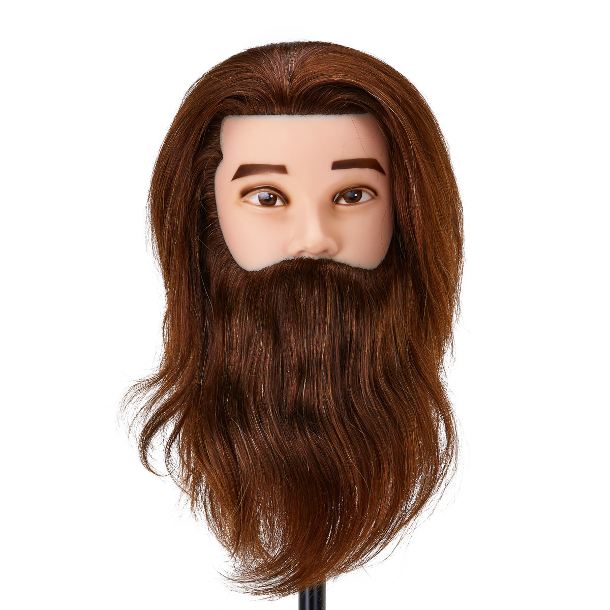 Gabbiano WZ4 Práctica de peluquería y cabeza de barba con cabello natural, color 4#, longitud 8"+6" 