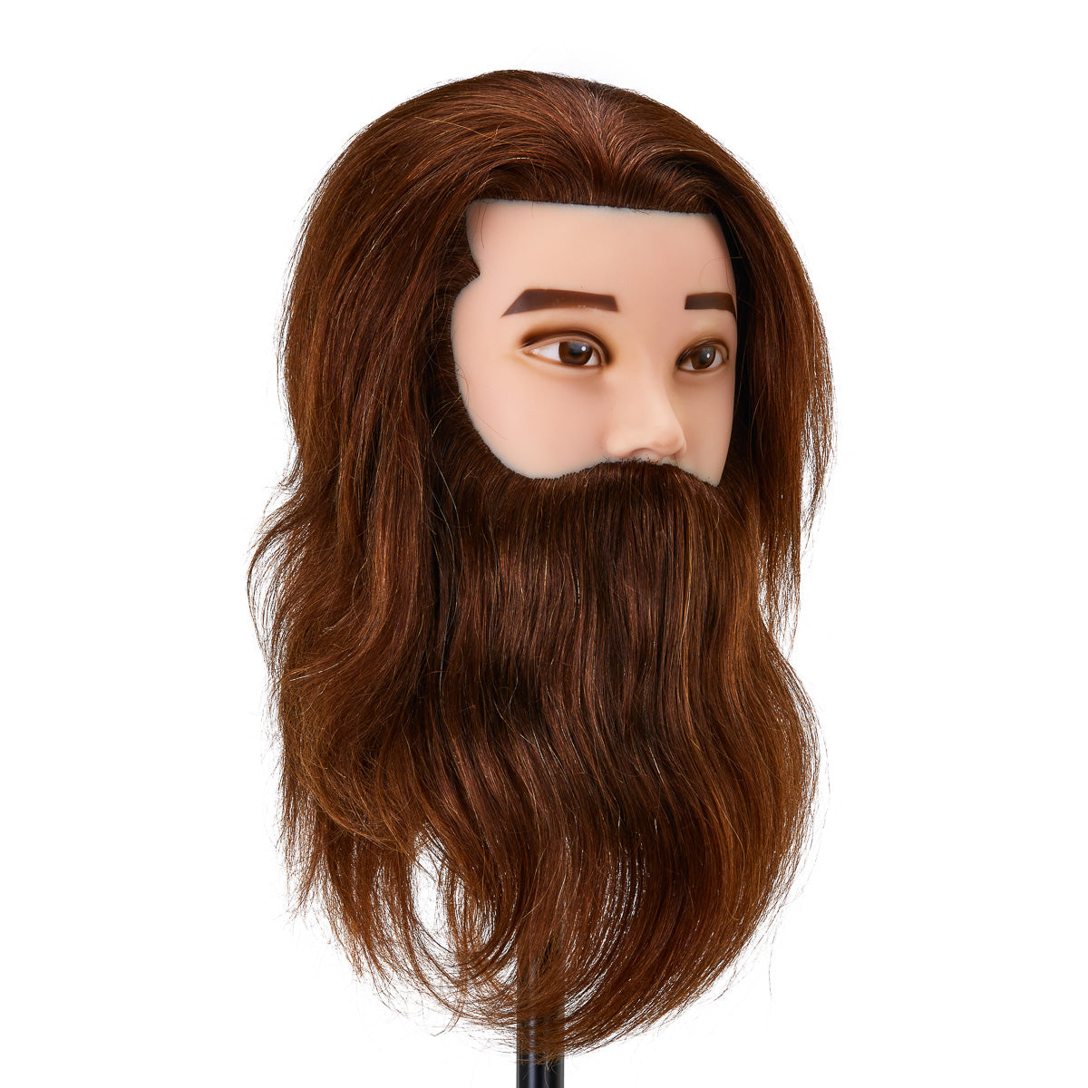 Gabbiano WZ4 Práctica de peluquería y cabeza de barba con cabello natural, color 4#, longitud 8"+6" 