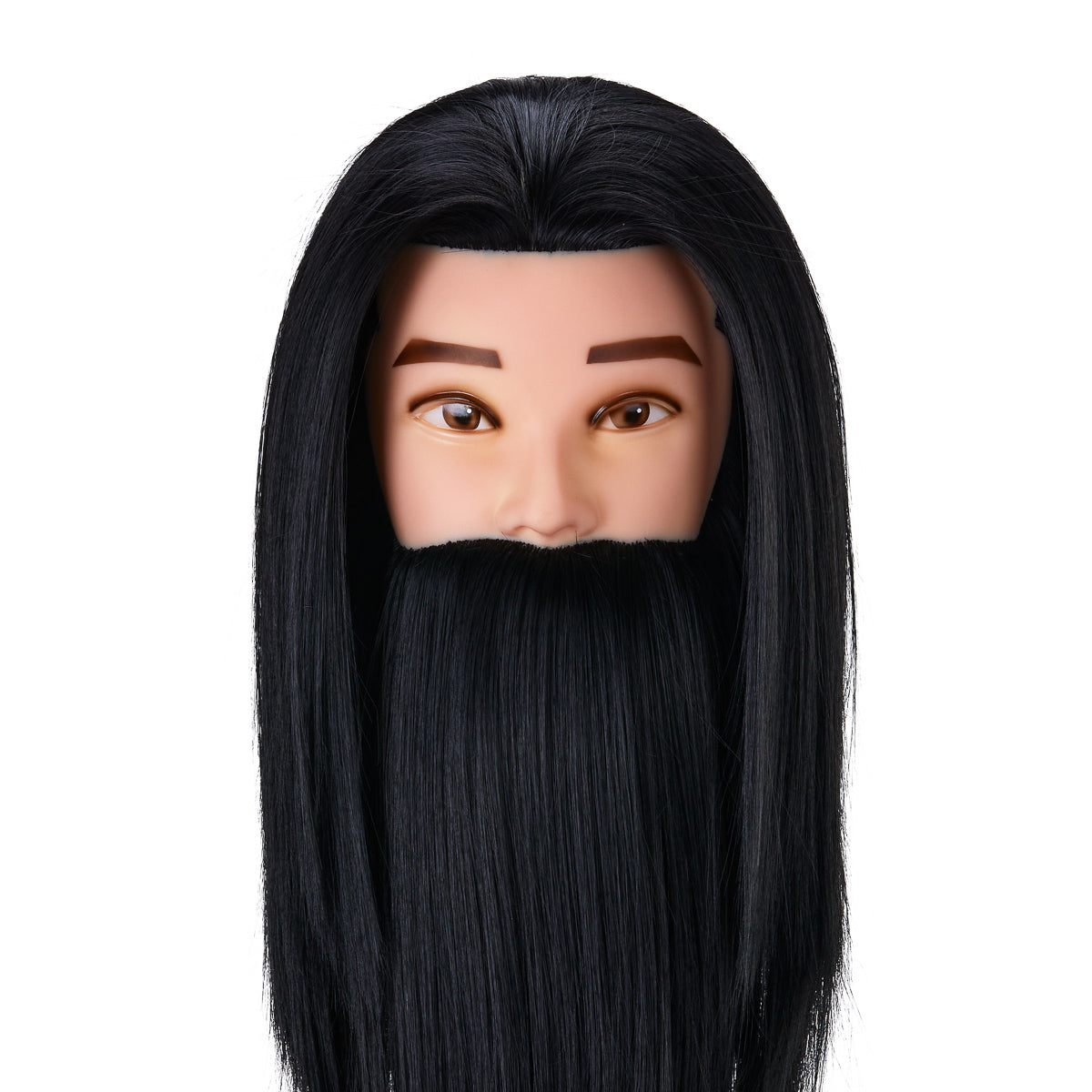 Cabezal de entrenamiento con pelo de barba de peluquero Gabbiano WZ4, pelo sintético, color 1#, longitud 8"+6" 